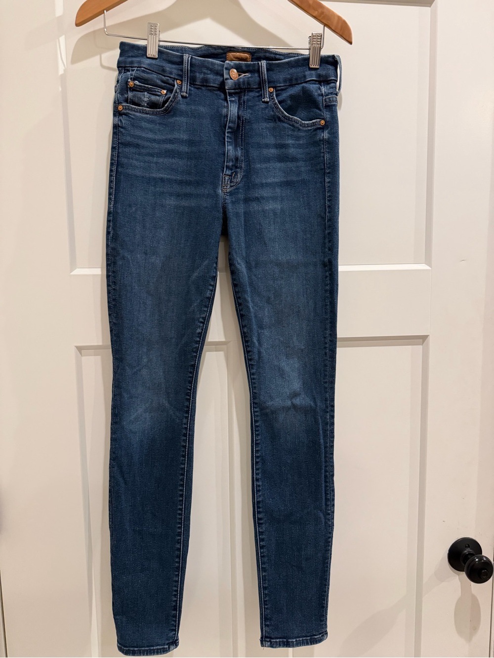 MOTHER Skinny Dark Blue High-Rise Jeans